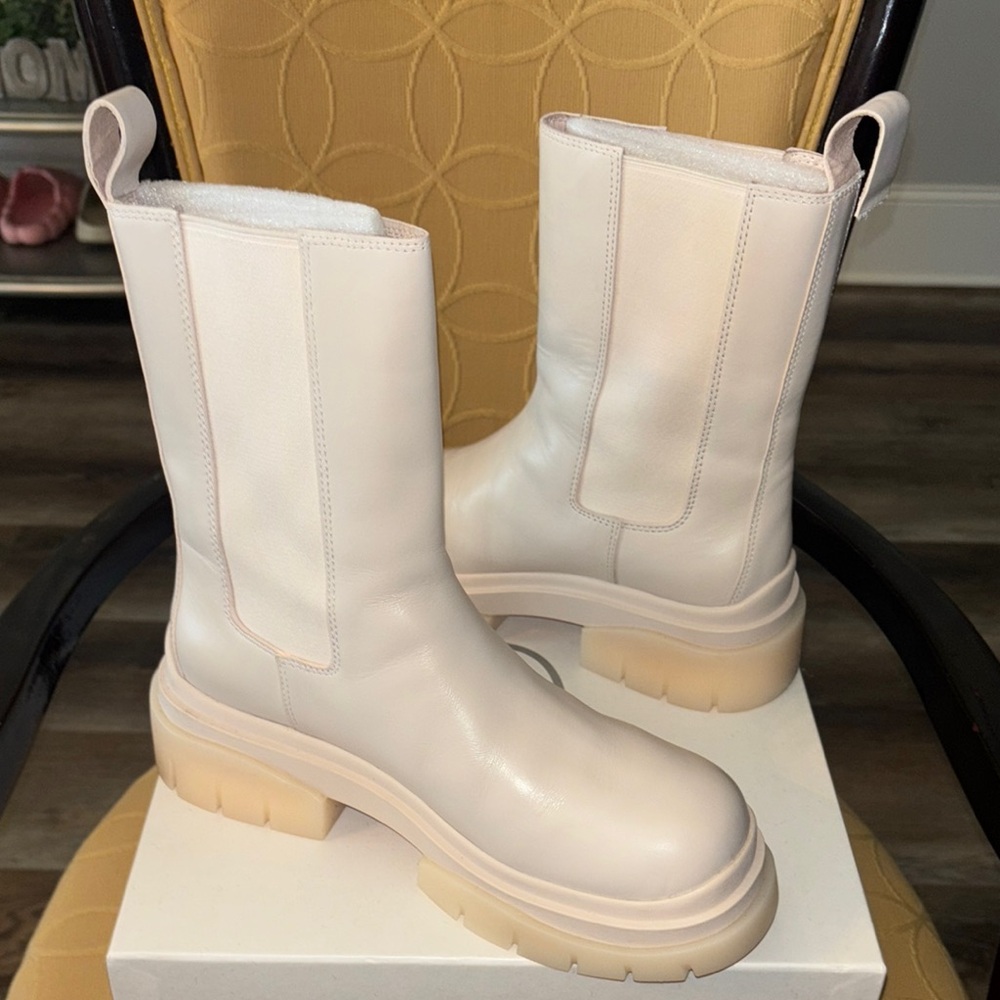 Women's Cream Leather Boots